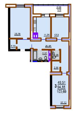 3-комнатная 103.69 м² в ЖК Шекспира от 17 000 грн/м², Харьков