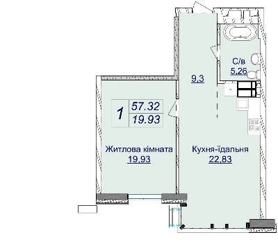 1-кімнатна 57.32 м² в ЖК Новопечерські Липки від 67 200 грн/м², Київ
