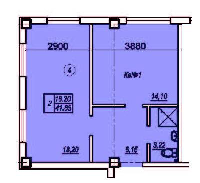 2-кімнатна 41.65 м² в ЖК Олімпієць від 32 950 грн/м², Одеса