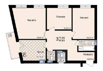 3-комнатная 77.64 м² в ЖК Зелені Пагорби от 15 500 грн/м², Черновцы