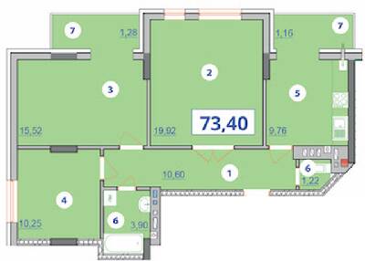 3-кімнатна 73.4 м² в ЖК Квартал Галичанка від 17 800 грн/м², Івано-Франківськ
