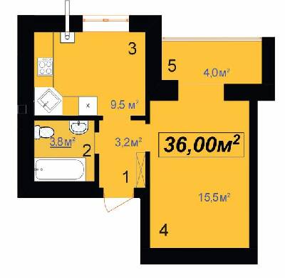 1-комнатная 36 м² в ЖК Опрышевская Слобода от 9 600 грн/м², Ивано-Франковск