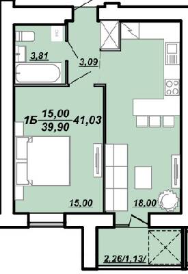 1-кімнатна 39.9 м² в ЖК Рідний Дім від 11 800 грн/м², Тернопіль
