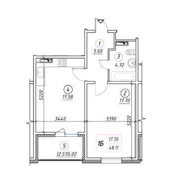 1-кімнатна 48.11 м² в ЖК Ревуцький від забудовника, Київ