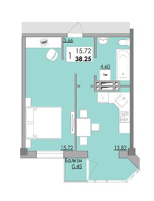 1-кімнатна 38.25 м² в ЖК Місто Мрій від 15 450 грн/м², Одеса