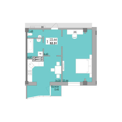 1-кімнатна 52.31 м² в ЖК Місто Мрій від 16 750 грн/м², Одеса