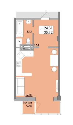 1-кімнатна 35.92 м² в ЖК Місто Мрій від 15 300 грн/м², Одеса