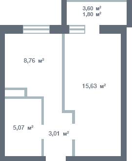 1-кімнатна 33.75 м² в ЖК Новосел від 14 250 грн/м², с. Молодіжне
