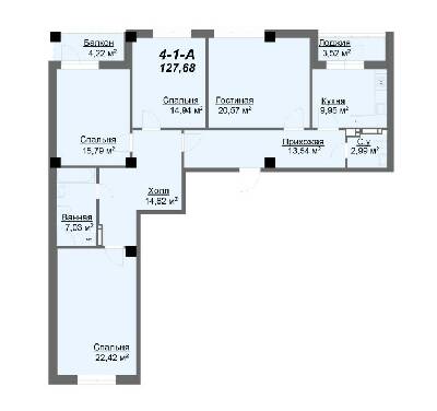 4-комнатная 131.03 м² в ЖК Резиденция от 33 000 грн/м², Харьков