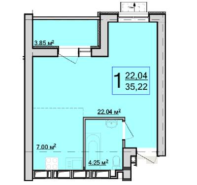 1-комнатная 35.22 м² в ЖК Семинарский от 9 500 грн/м², Харьков