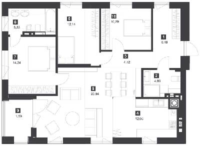 4-кімнатна 103.89 м² в ЖК Silver Flow від 47 050 грн/м², Львів