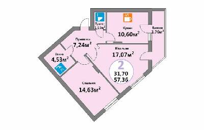 2-комнатная 57.36 м² в ЖК Эко-дом на Мечникова 3 от застройщика, Львов