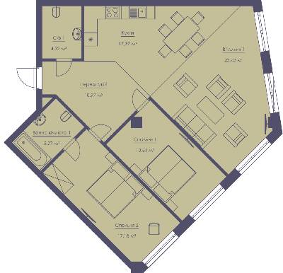 3-комнатная 92.35 м² в ЖК Franklin Concept House от 41 500 грн/м², Киев