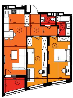 2-кімнатна 71.59 м² в ЖК Парус Smart від 18 850 грн/м², Львів