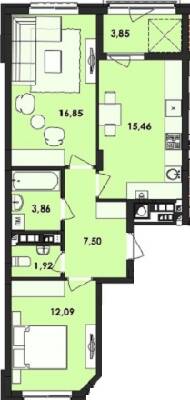 2-комнатная 61.53 м² в ЖК Семицвет от 26 200 грн/м², Львов