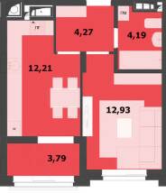 1-комнатная 37.39 м² в ЖК Семицвет от застройщика, Львов