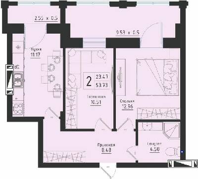 2-кімнатна 53.73 м² в ЖК Avinion від 18 650 грн/м², Одеса