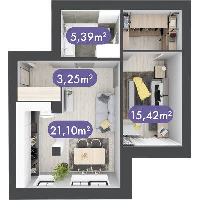 1-кімнатна 45.16 м² в ЖК Desna Park Residence від 28 600 грн/м², с. Зазим`я