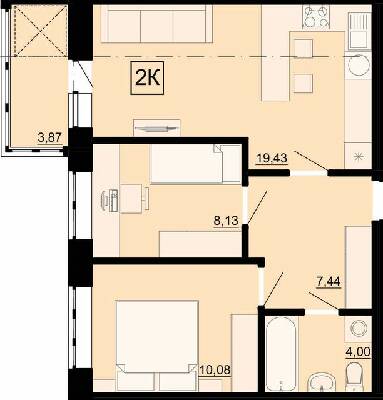 2-кімнатна 52.67 м² в ЖК Акварель-4 від 19 900 грн/м², Одеса