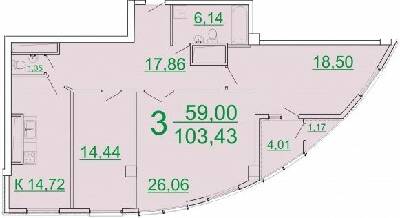 3-комнатная 103.43 м² в ЖК Аксиома от 22 800 грн/м², Харьков