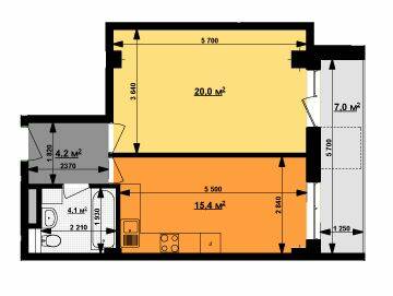 1-комнатная 45.8 м² в ЖК Вектор от 44 350 грн/м², Харьков