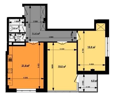2-комнатная 76.7 м² в ЖК Вектор от 40 750 грн/м², Харьков