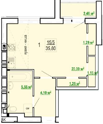 1-кімнатна 35.8 м² в ЖК Гідропарк від 11 700 грн/м², Харків
