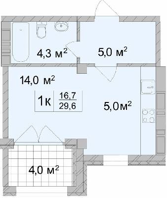 1-комнатная 29.6 м² в ЖК ТИТУЛ Дом на Пушкинской от 33 350 грн/м², Харьков