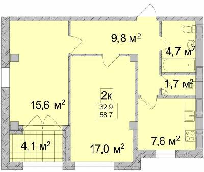 2-комнатная 58.7 м² в ЖК ТИТУЛ Дом на Пушкинской от 34 750 грн/м², Харьков