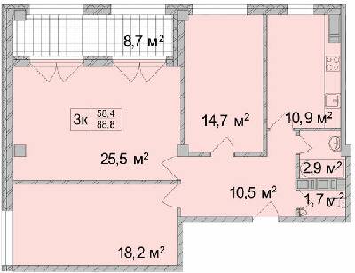 3-комнатная 88.8 м² в ЖК ТИТУЛ Дом на Пушкинской от 39 500 грн/м², Харьков