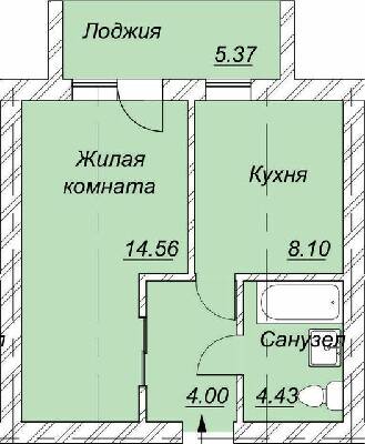1-комнатная 33.77 м² в ЖК Левобережный от 14 950 грн/м², Днепр
