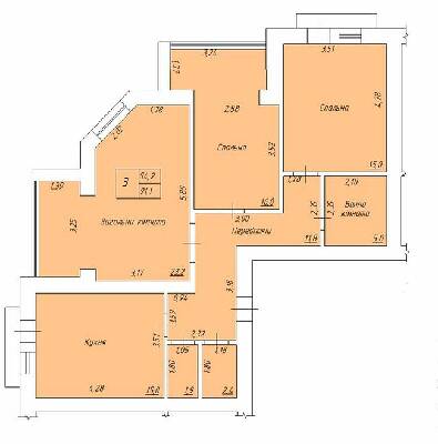 3-комнатная 91.1 м² в ЖК на ул. Нагорная, 6 от застройщика, г. Кременчуг