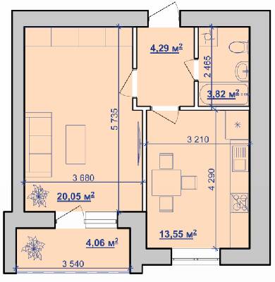 1-комнатная 43.74 м² в ЖК на ул. Горбачевского, 40б от 11 000 грн/м², Ивано-Франковск