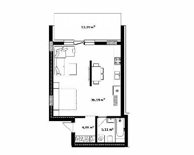 1-кімнатна 52 м² в ЖК River Land від 59 850 грн/м², Ужгород