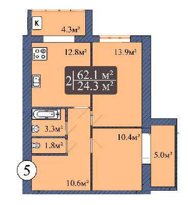 2-комнатная 62.1 м² в ЖК Мечта от 12 500 грн/м², Чернигов