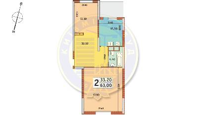 2-комнатная 63 м² в ЖК Новомостицко-Замковецкий от застройщика, Киев