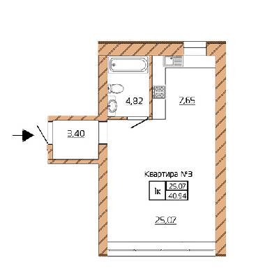 1-комнатная 40.94 м² в КД Corner от застройщика, Киев