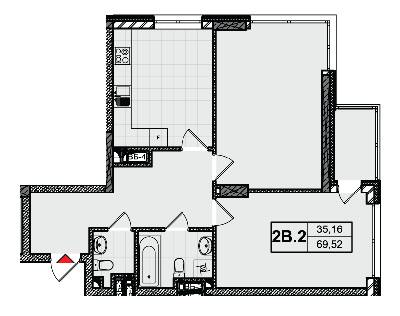 2-кімнатна 69.26 м² в ЖК CITY HUB від 57 247 грн/м², Київ
