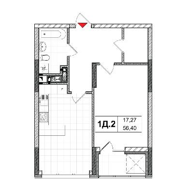 1-кімнатна 56.4 м² в ЖК CITY HUB від 50 440 грн/м², Київ