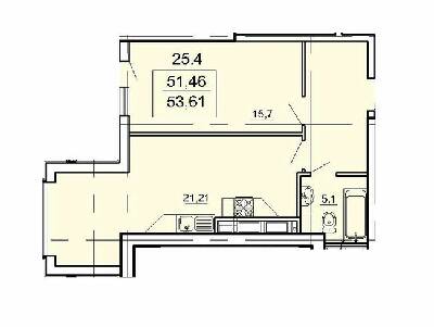 1-кімнатна 53.61 м² в ЖК Лімнос від забудовника, Одеса