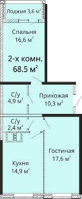 2-кімнатна 68.5 м² в ЖК Михайлівське містечко від забудовника, Одеса