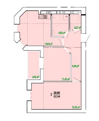 2-комнатная 62.54 м² в ЖК Сокольники от 15 100 грн/м², Харьков