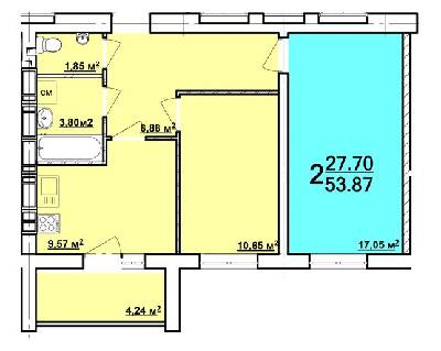 2-кімнатна 53.87 м² в ЖК Райдужний від забудовника, Харків