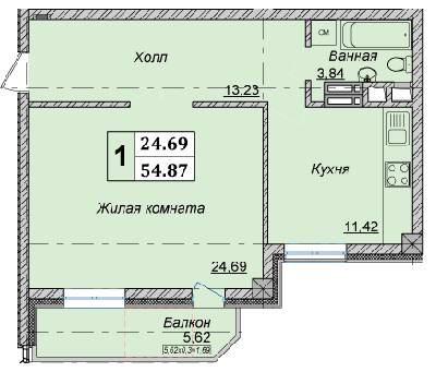 1-кімнатна 54.87 м² в КБ Малевича, 48 від 58 000 грн/м², Київ