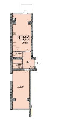 1-комнатная 48.8 м² в ЖК Vlasna от 19 500 грн/м², с. Ходосовка
