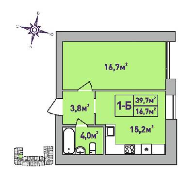 1-кімнатна 39.7 м² в ЖК Центральний-Преміум від 25 800 грн/м², м. Ірпінь