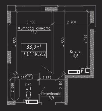 1-комнатная 33.9 м² в ЖМ Новая Буча от 15 000 грн/м², г. Буча