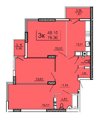 3-кімнатна 79.3 м² в ЖК на вул. Лукаша, 2 від забудовника, Львів