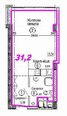 1-комнатная 31.2 м² в ЖК Favorit от 31 600 грн/м², Днепр