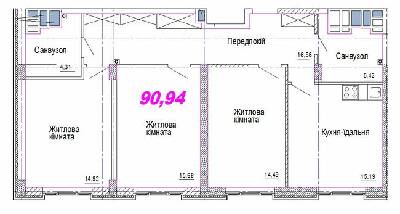 3-комнатная 90.94 м² в ЖК Favorit от 31 600 грн/м², Днепр